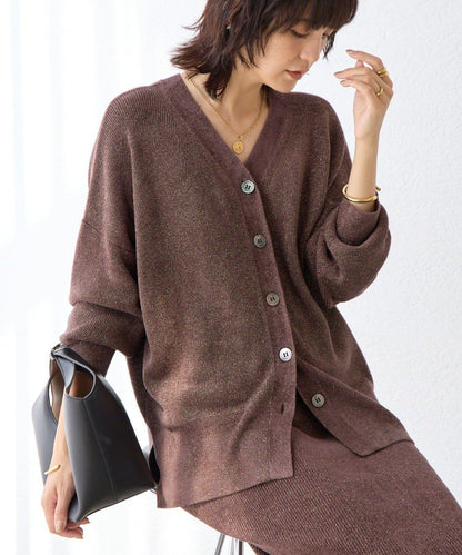 【優雅光澤】亮片毛線兩用開衫/預計11月下旬發貨