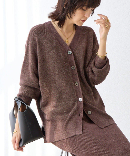 【優雅光澤】亮片毛線兩用開衫/預計11月下旬發貨
