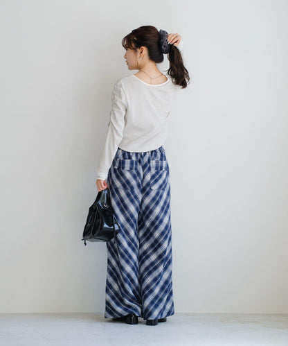 【Kastane】法蘭絨格子休閒褲