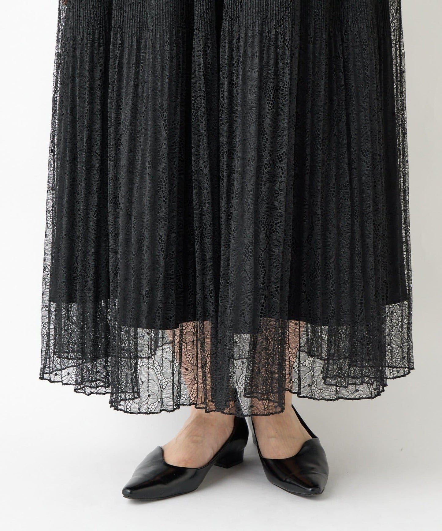 優雅氣質蕾絲百褶長裙