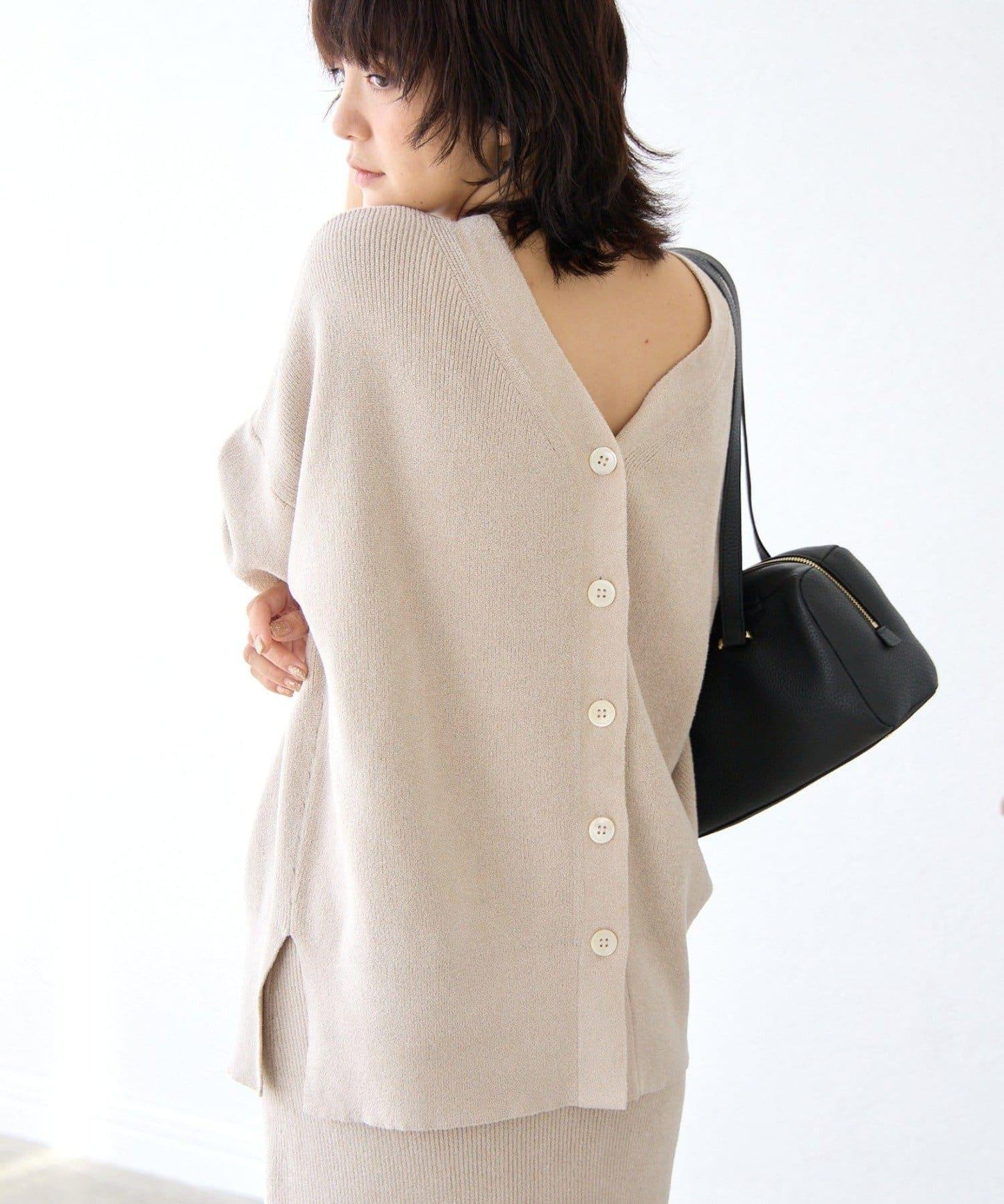 【優雅光澤】亮片毛線兩用開衫/預計11月下旬發貨