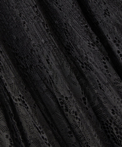 優雅氣質蕾絲百褶長裙