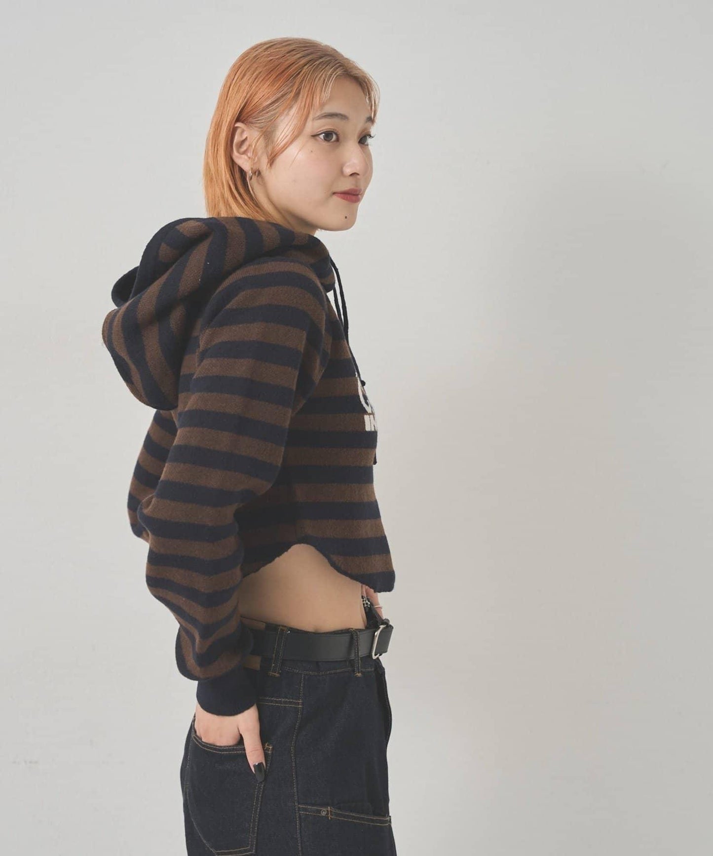 2WAY 標誌條紋連帽針織衫