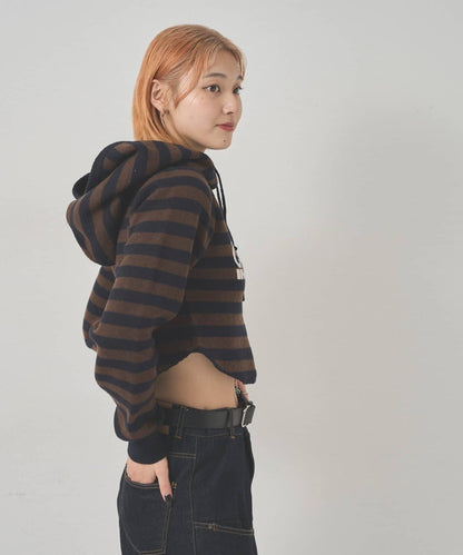 2WAY 標誌條紋連帽針織衫