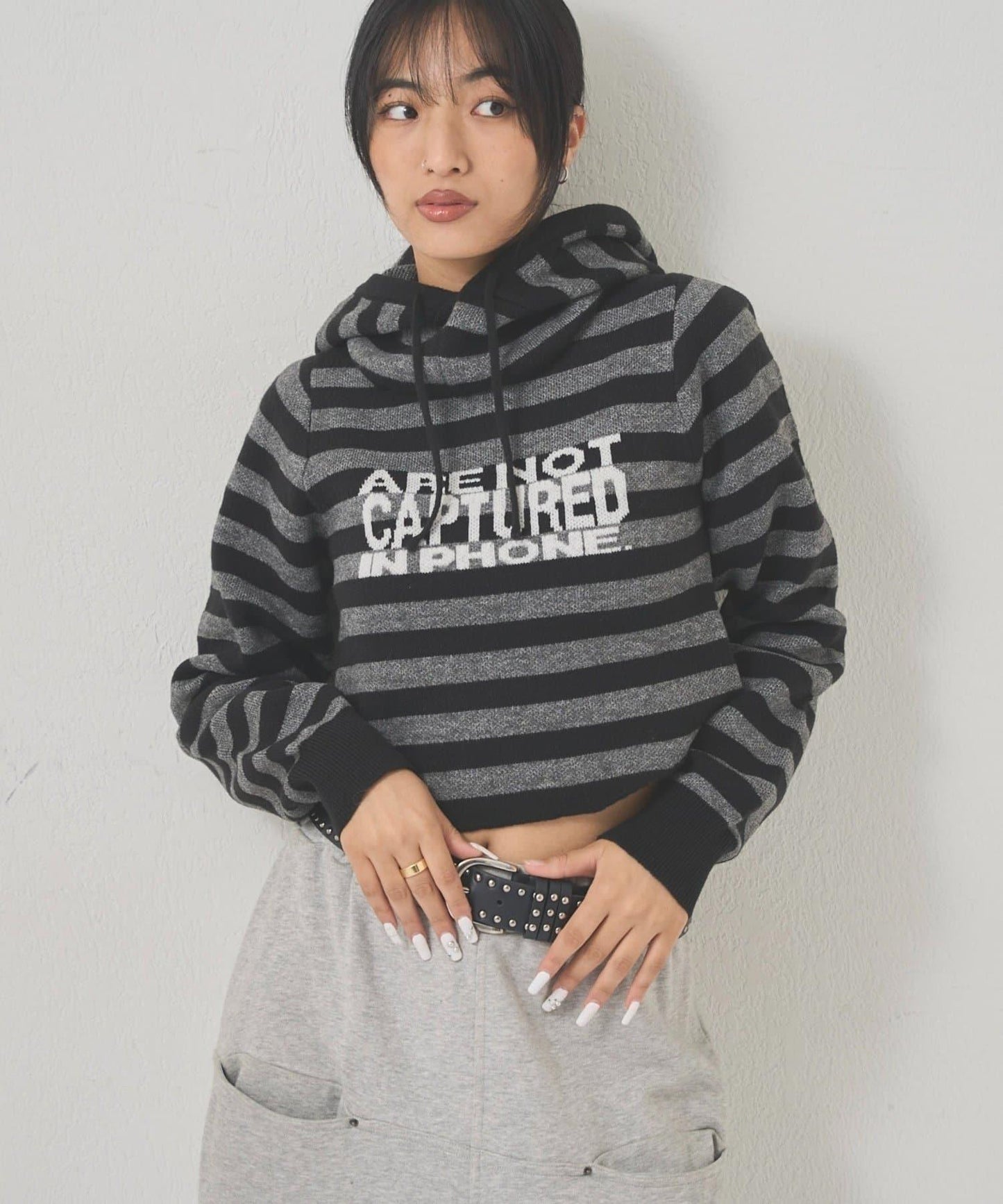 2WAY 標誌條紋連帽針織衫