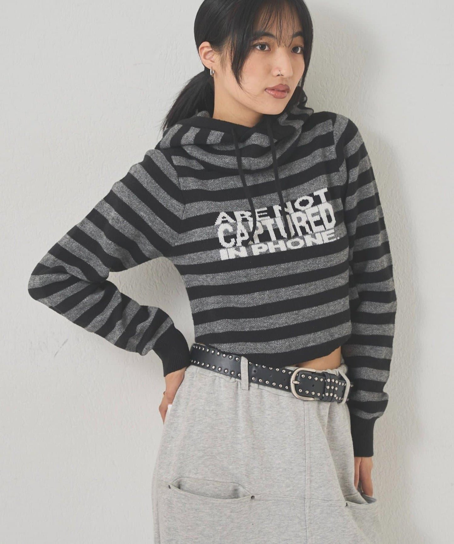 2WAY 標誌條紋連帽針織衫