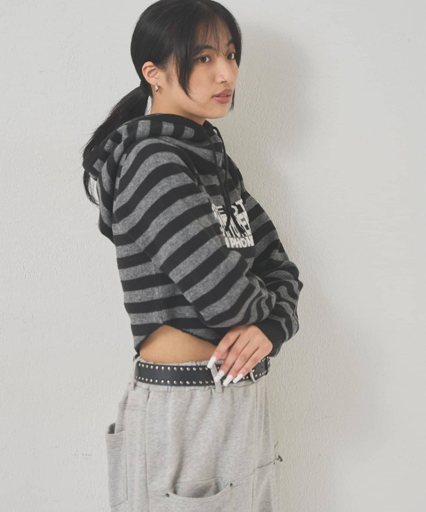 2WAY 標誌條紋連帽針織衫