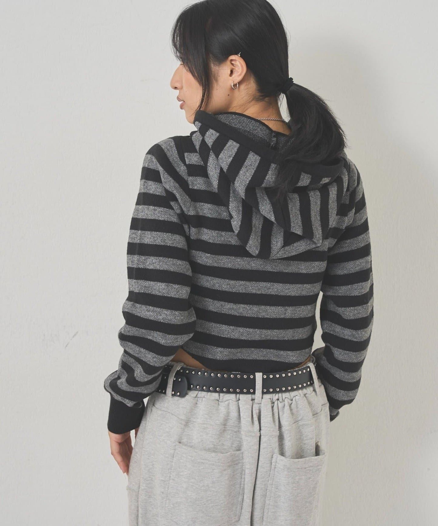 2WAY 標誌條紋連帽針織衫