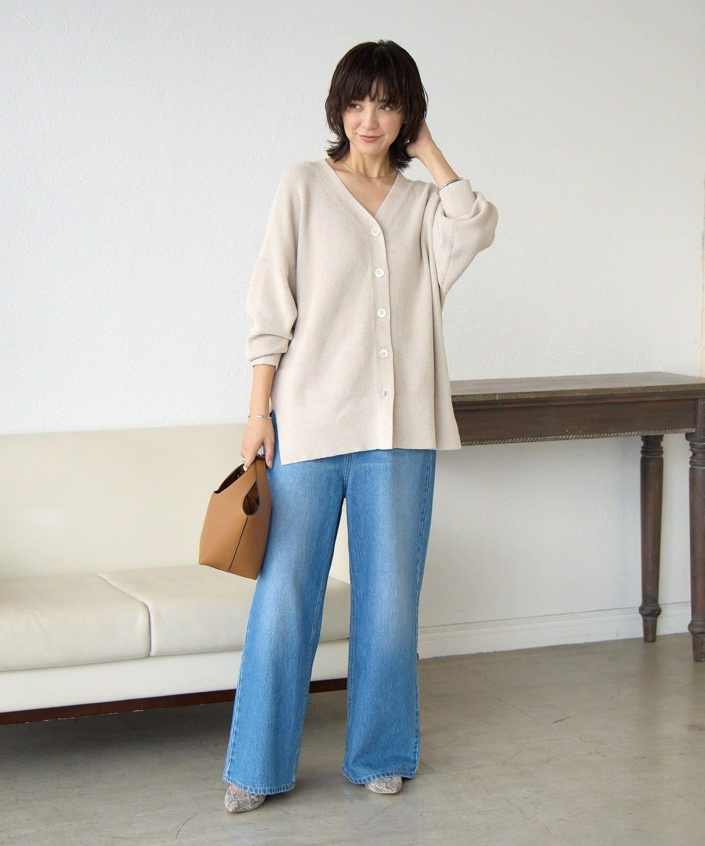 【優雅光澤】亮片毛線兩用開衫/預計11月下旬發貨