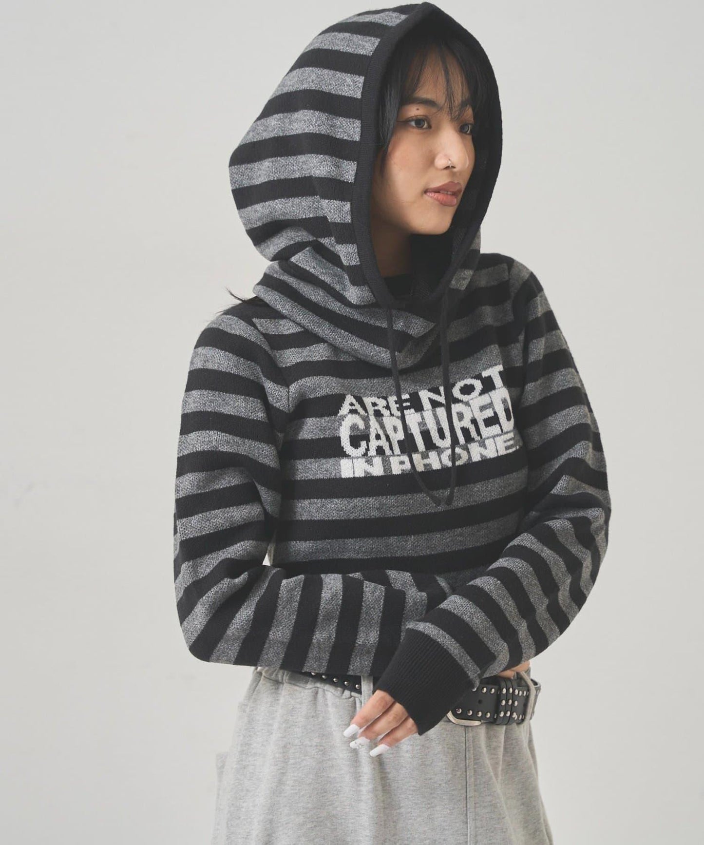 2WAY 標誌條紋連帽針織衫