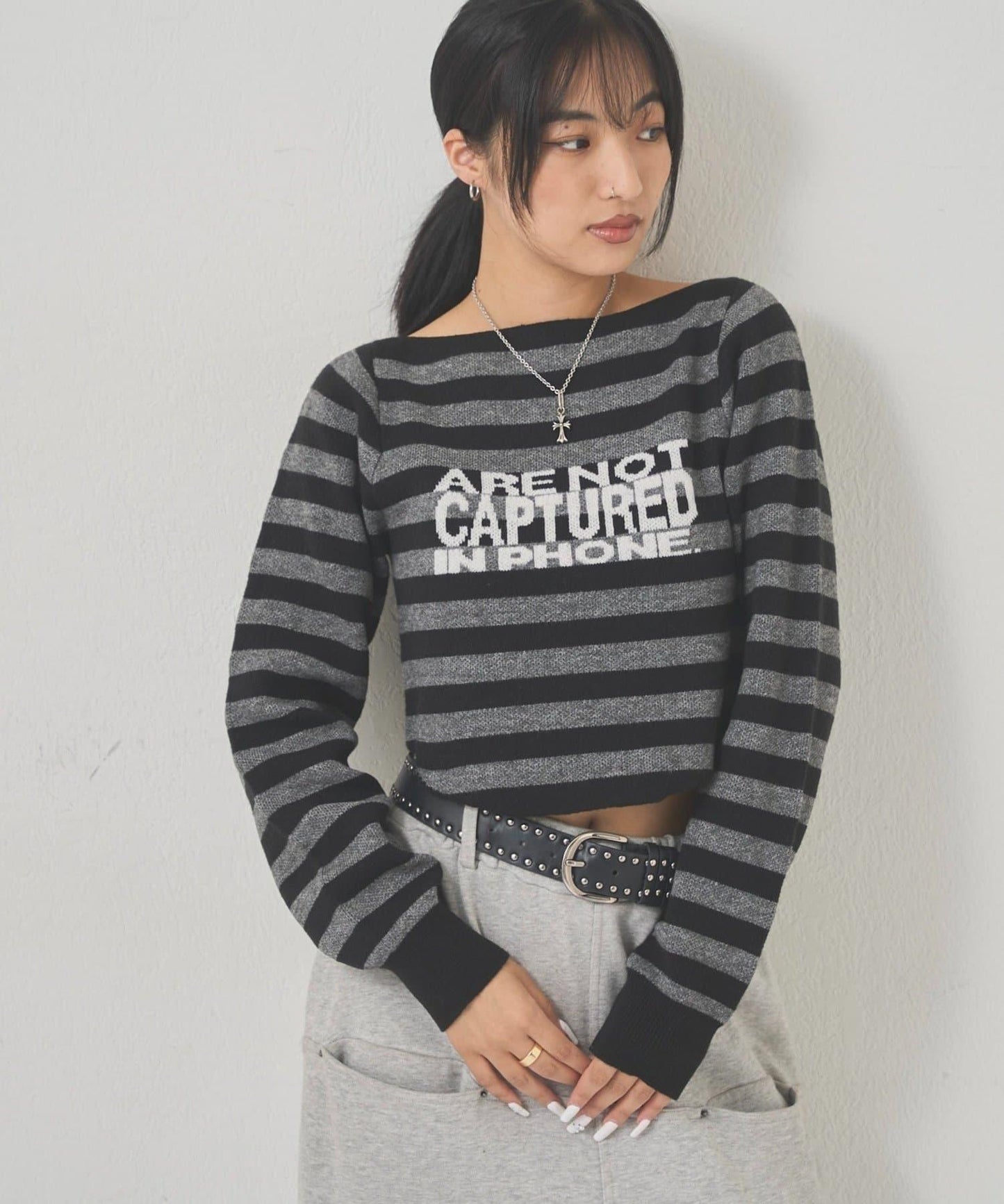 2WAY 標誌條紋連帽針織衫