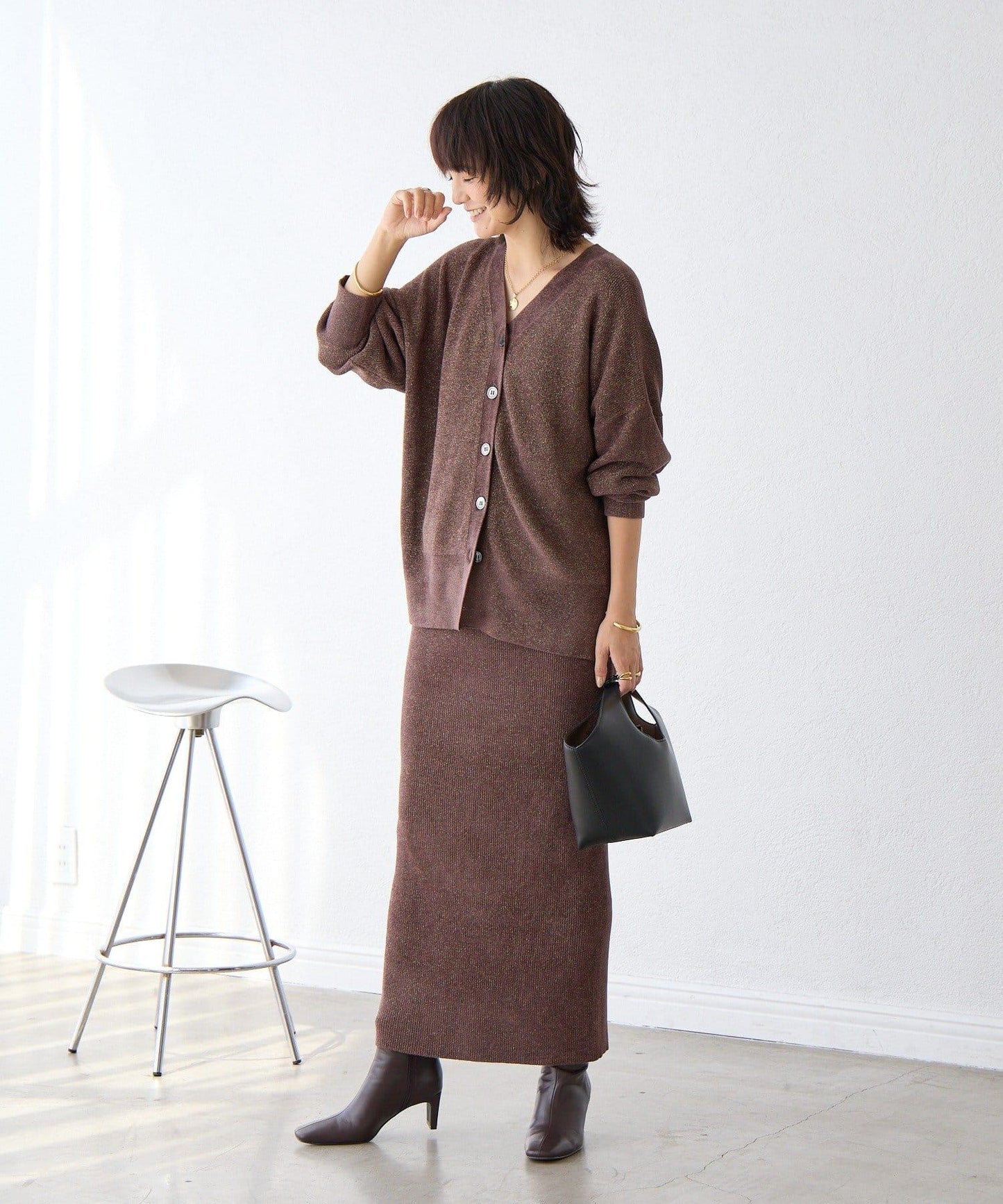 【優雅光澤】亮片毛線兩用開衫/預計11月下旬發貨