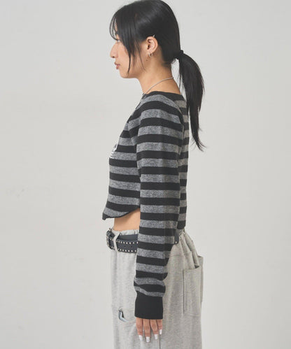 2WAY 標誌條紋連帽針織衫