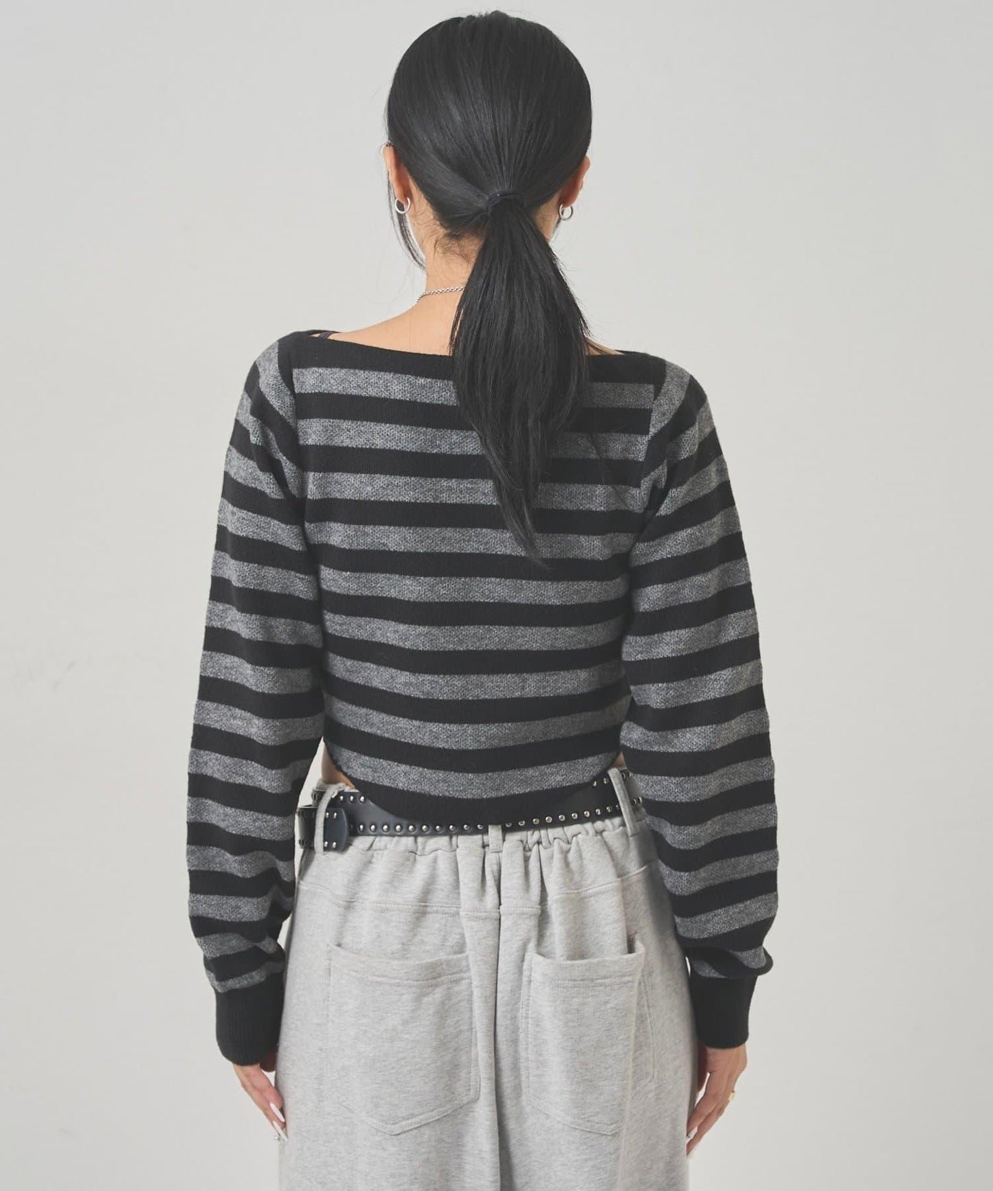 2WAY 標誌條紋連帽針織衫