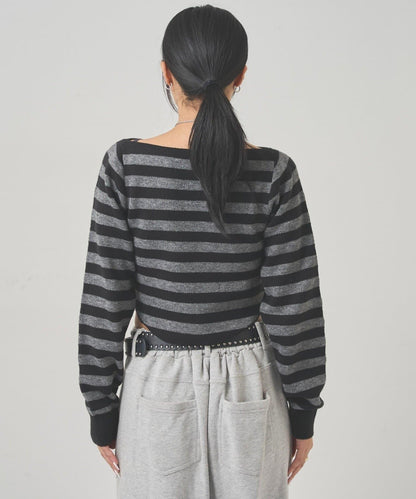 2WAY 標誌條紋連帽針織衫