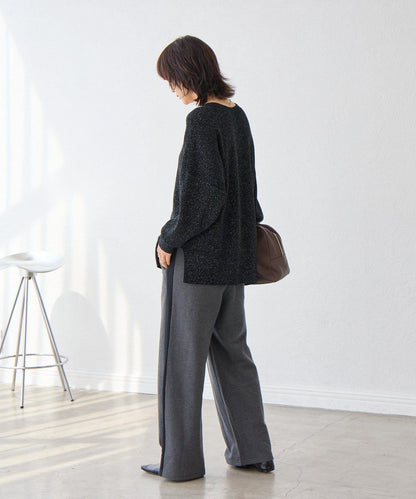 RIVE DROITE 側邊條紋針織褲