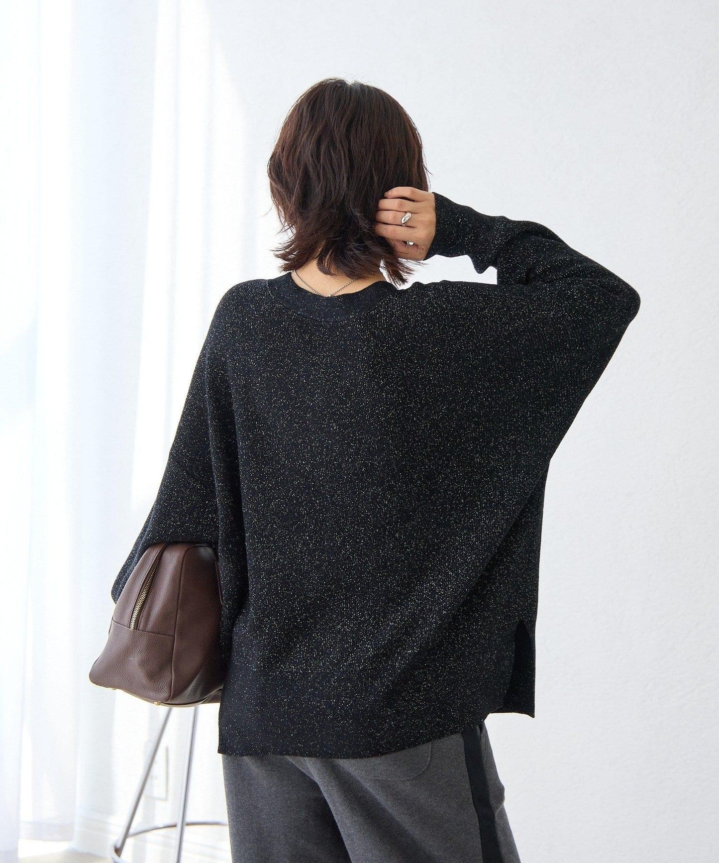 【優雅光澤】亮片毛線兩用開衫/預計11月下旬發貨