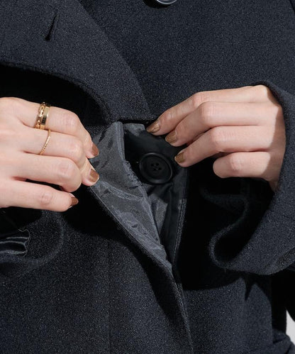 羊毛高領長款大衣