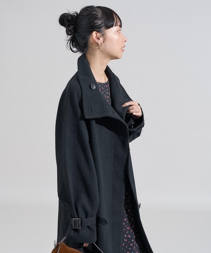 羊毛高領長款大衣