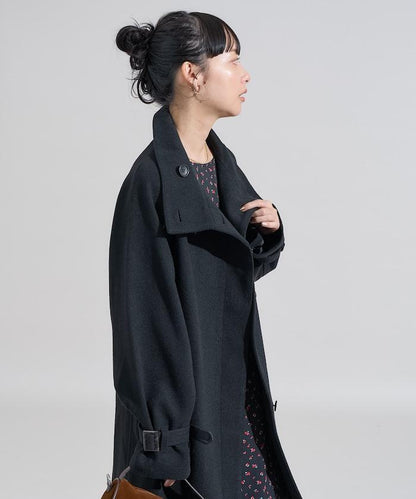 羊毛高領長款大衣