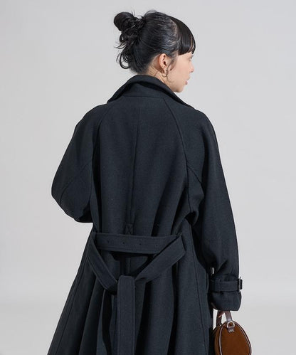 羊毛高領長款大衣