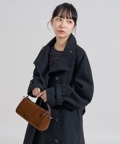 羊毛高領長款大衣