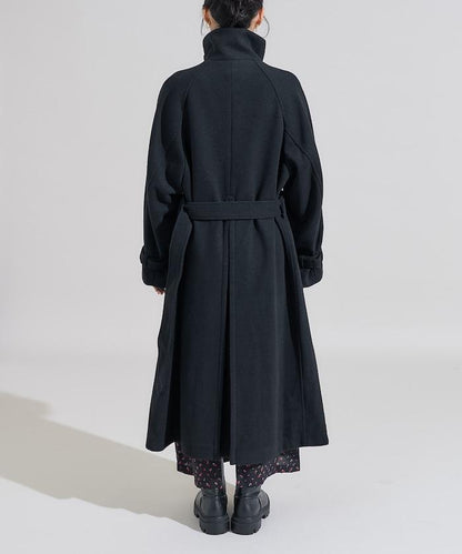 羊毛高領長款大衣