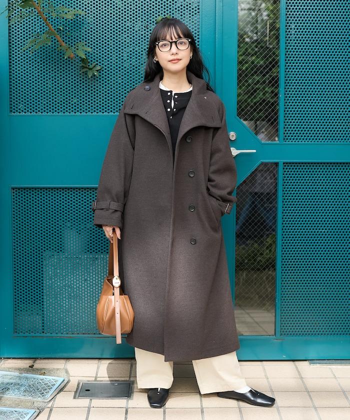 羊毛高領長款大衣