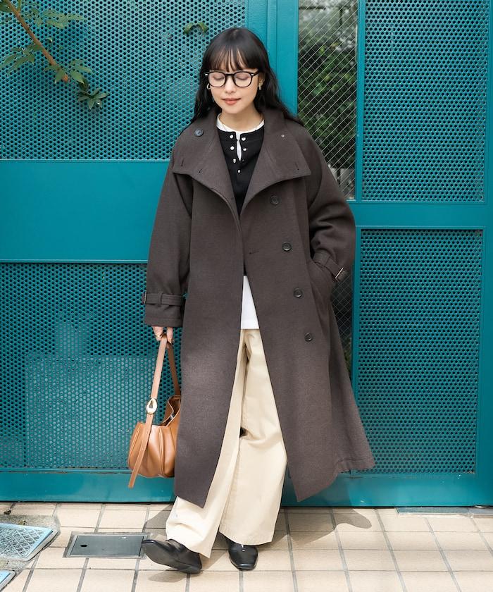 羊毛高領長款大衣