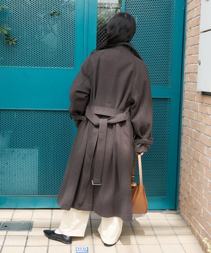 羊毛高領長款大衣