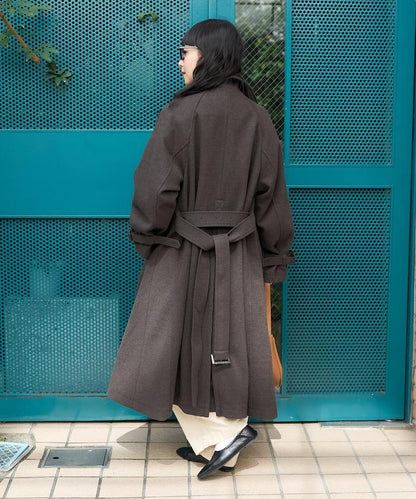 羊毛高領長款大衣