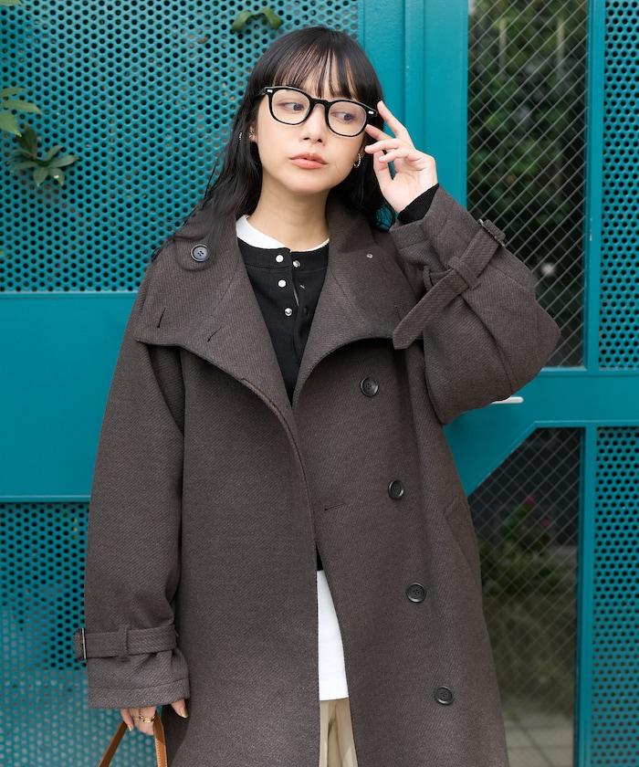 羊毛高領長款大衣