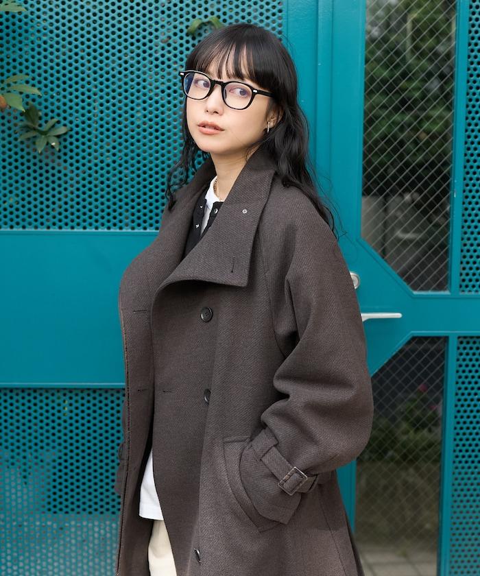 羊毛高領長款大衣