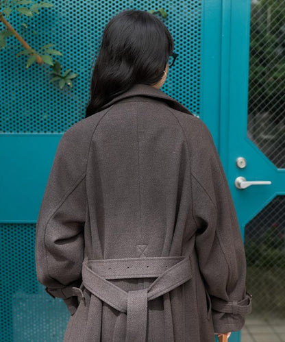 羊毛高領長款大衣