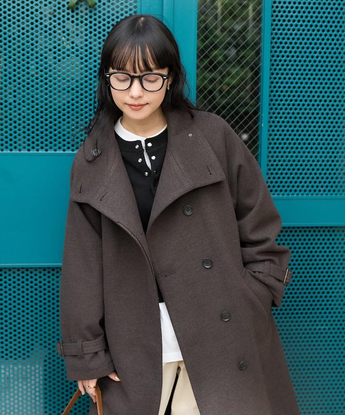 羊毛高領長款大衣