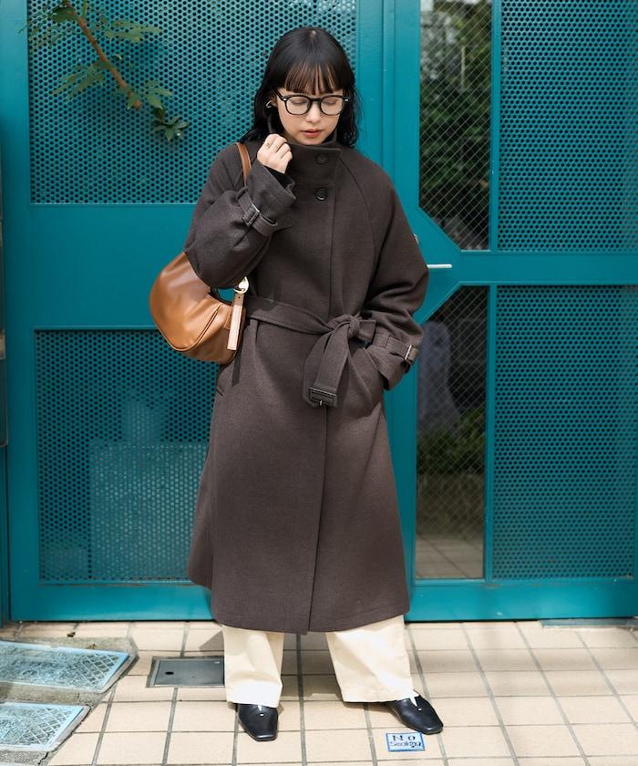 羊毛高領長款大衣