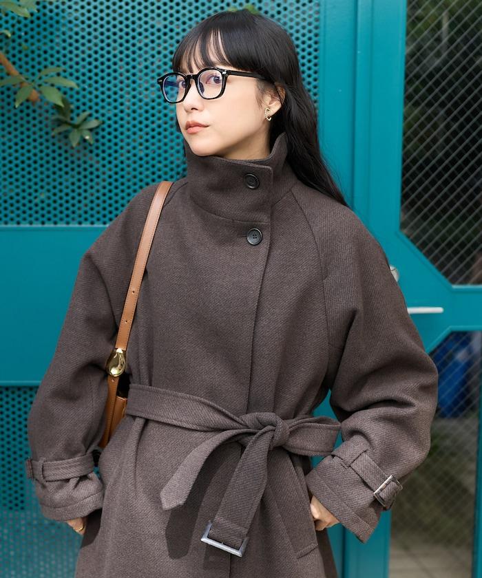 羊毛高領長款大衣