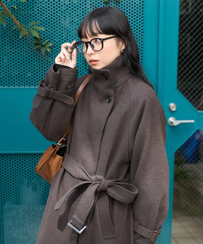 羊毛高領長款大衣