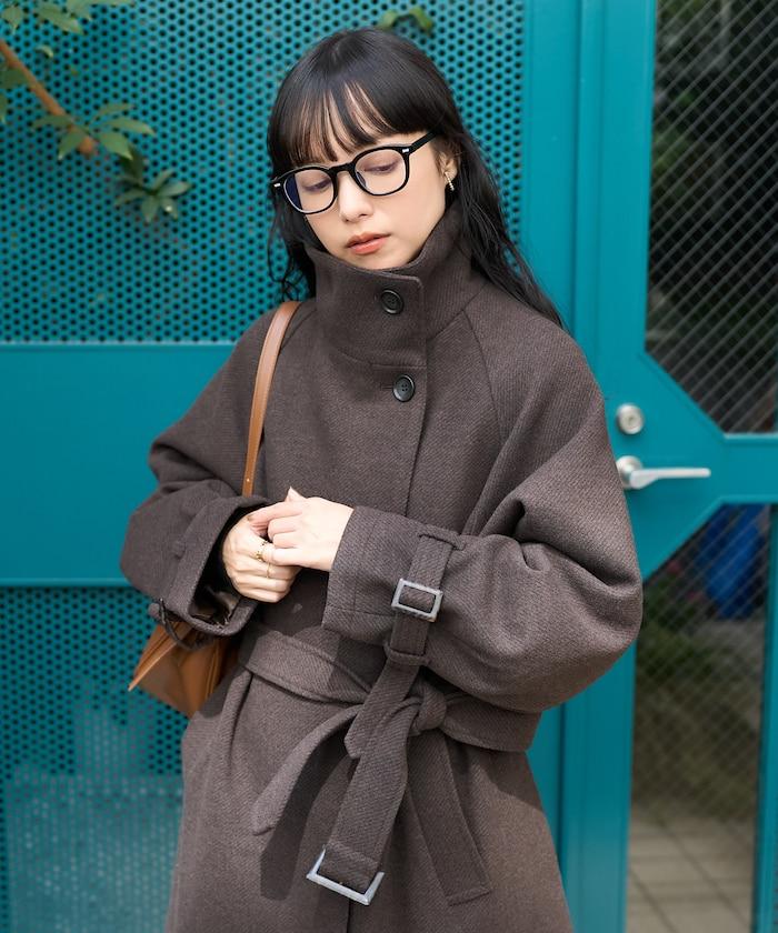 羊毛高領長款大衣