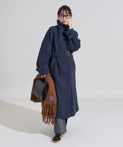 羊毛高領長款大衣