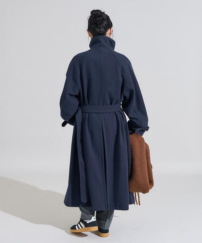羊毛高領長款大衣