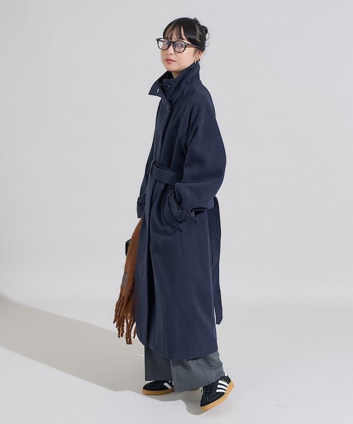 羊毛高領長款大衣