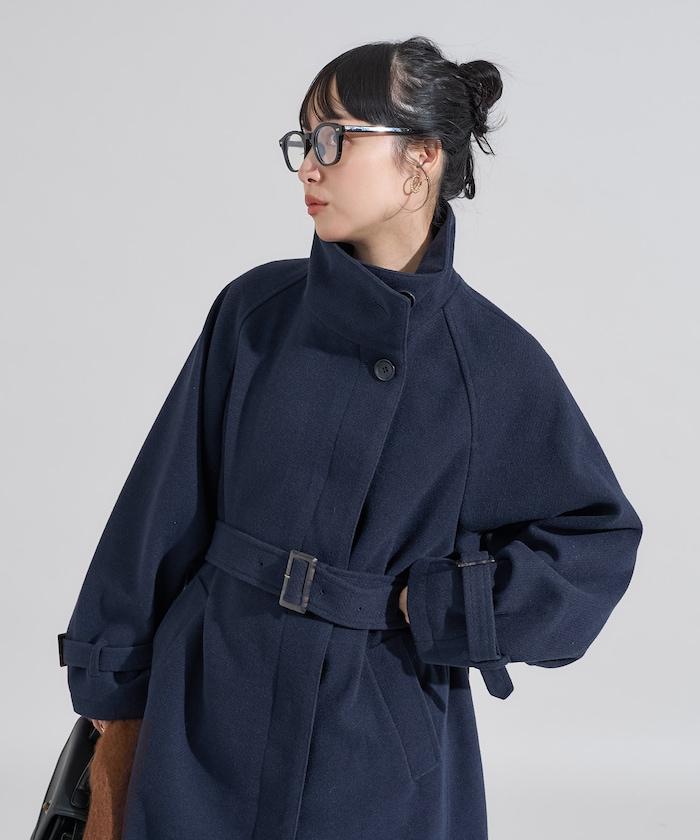 羊毛高領長款大衣