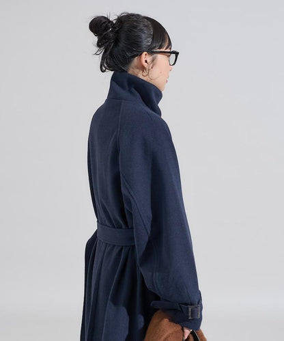 羊毛高領長款大衣