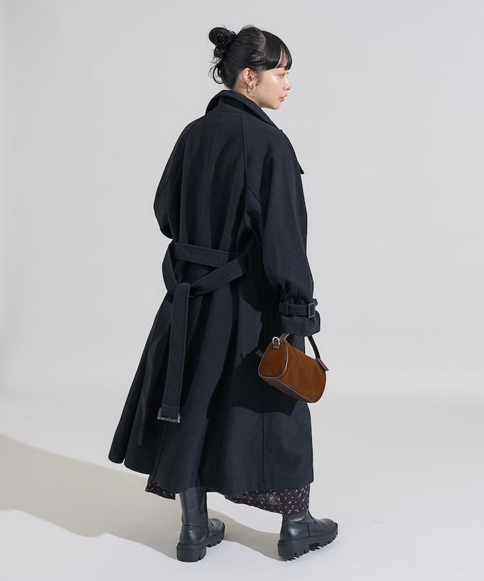 羊毛高領長款大衣