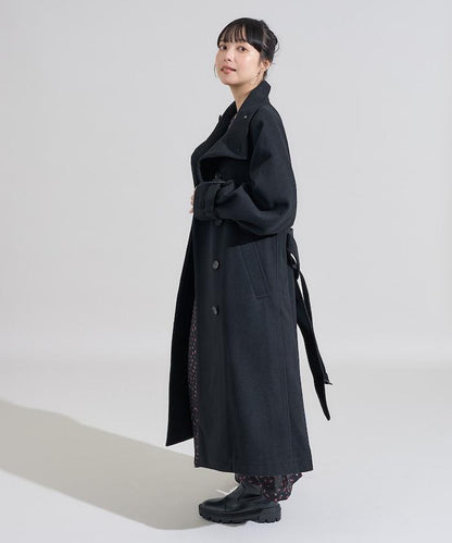 羊毛高領長款大衣