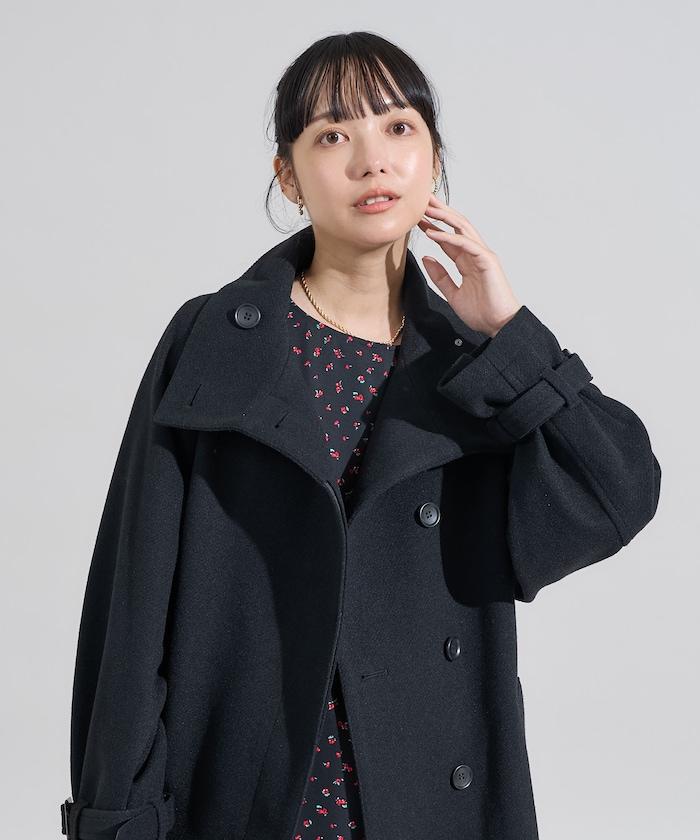 羊毛高領長款大衣