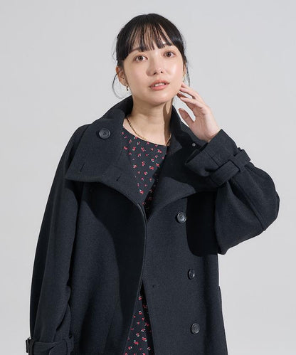 羊毛高領長款大衣