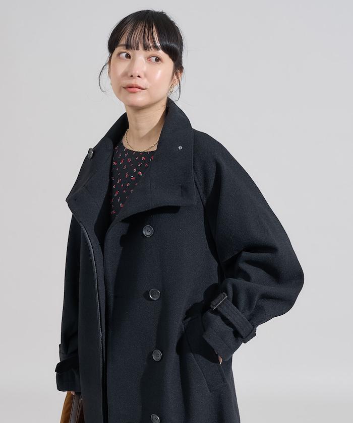 羊毛高領長款大衣