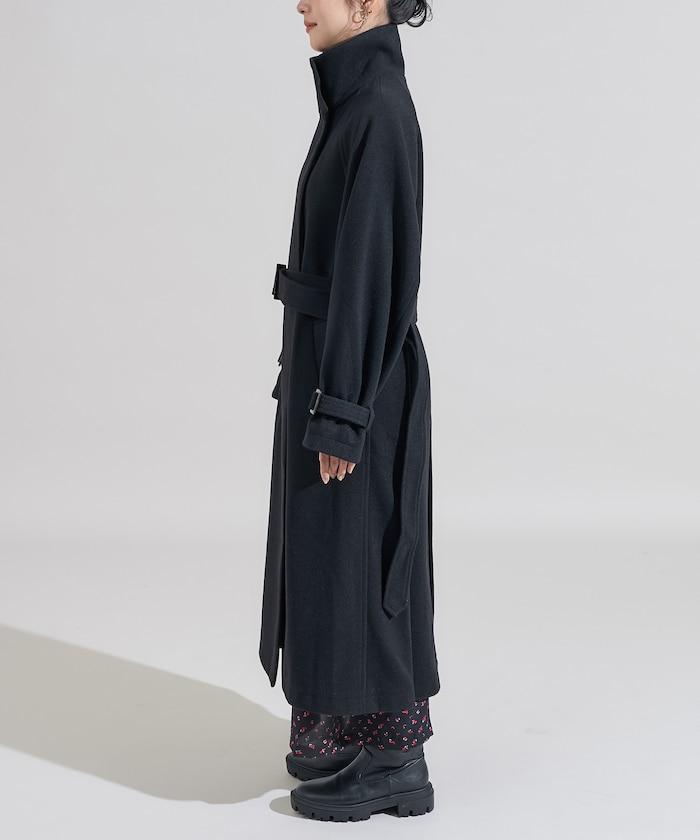 羊毛高領長款大衣